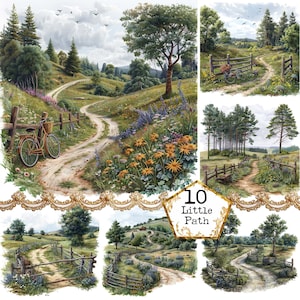 JPEG Little Path Clipart Bundle JPEG Landscape Clipart Uso comercial Grass Clipart Descarga instantánea Paper Crafts Junk Journal Scrapbooking