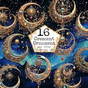PNG gouden maan ornamenten clipart bundel ontwerpelementen clipart hemelse clipart instant download papier ambachten ongewenste dagboek scrapbooking