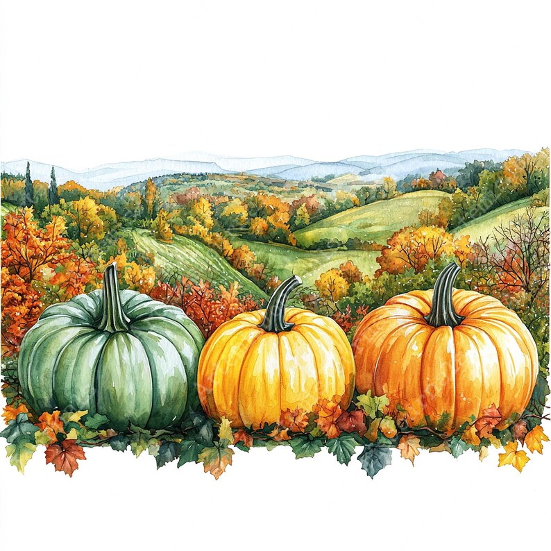 PNG Harvest Pumpkins Clipart Bundle Autumn Pumpkin Display Fall Clipart ...