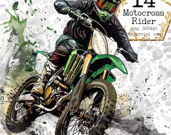 Dirt Bike Clipart PNG, Motocross Clipart, Motorcycle, Printable Watercolor clipart, Instant Download Paper Crafts Junk Journal Scrapbooking