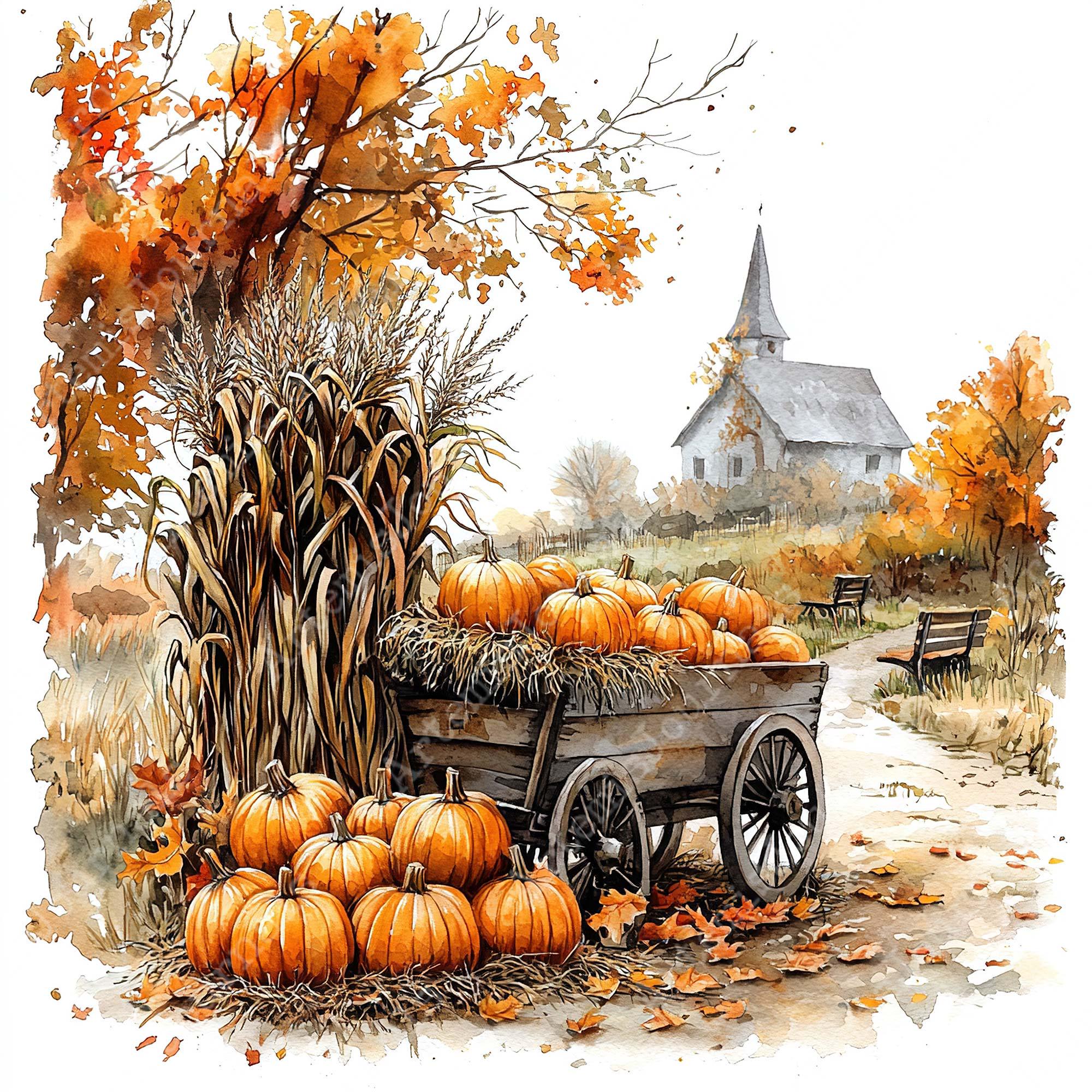 Jpeg Fall JPEG Fall Clipart - Watercolor Pumpkin Harvest Farm Halloween Autumn ...