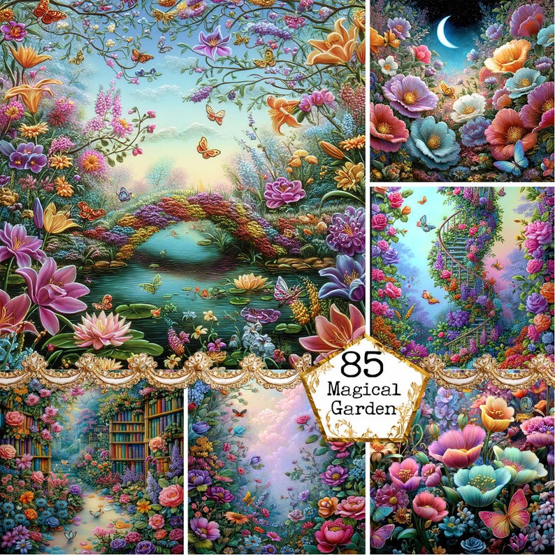 Magical Garden - Watercolor JPEG Clipart Bundle Floral Instant Download ...