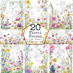 Aquarelle cadre élégant modèles Clipart tournesol mariage bordures éléments de décoration florale imprimables Papier Artisanat Junk Journal Scrapbooking