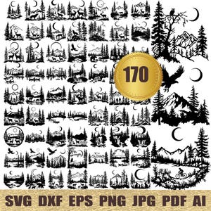 170 Mountains svg, dxf, eps, ai, pdf, jpg, png MOUNTAIN Clipart, Mountain svg cut files for Cricut Mountain Silhouette Svg Commercial Use