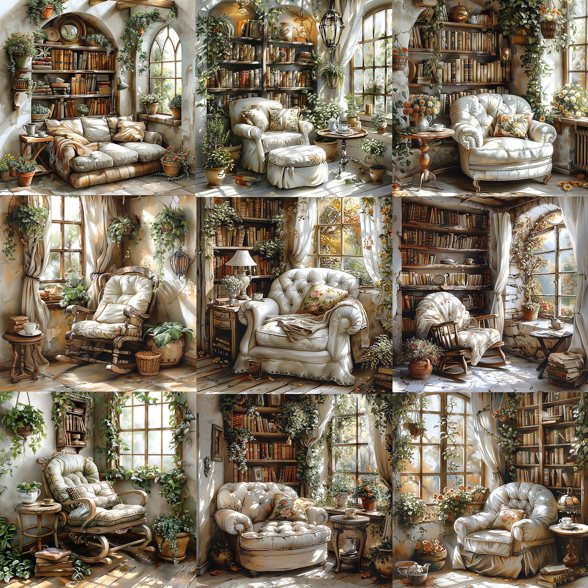 Shabby Chic Cottage Interior JPEG Cozy Corner Commercial Use Cozy ...