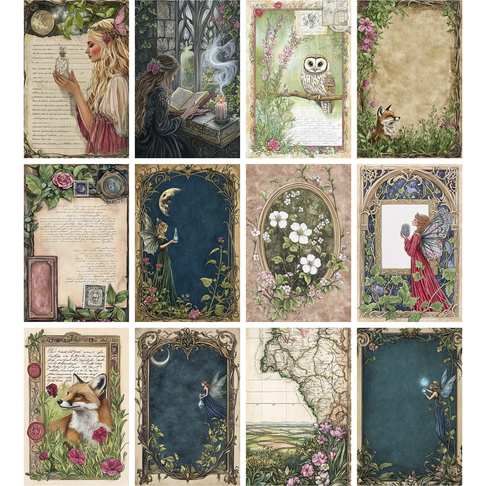 210 Vintage Fairy Junk Journal Kit, Enchanted Forest Printable Pages ...