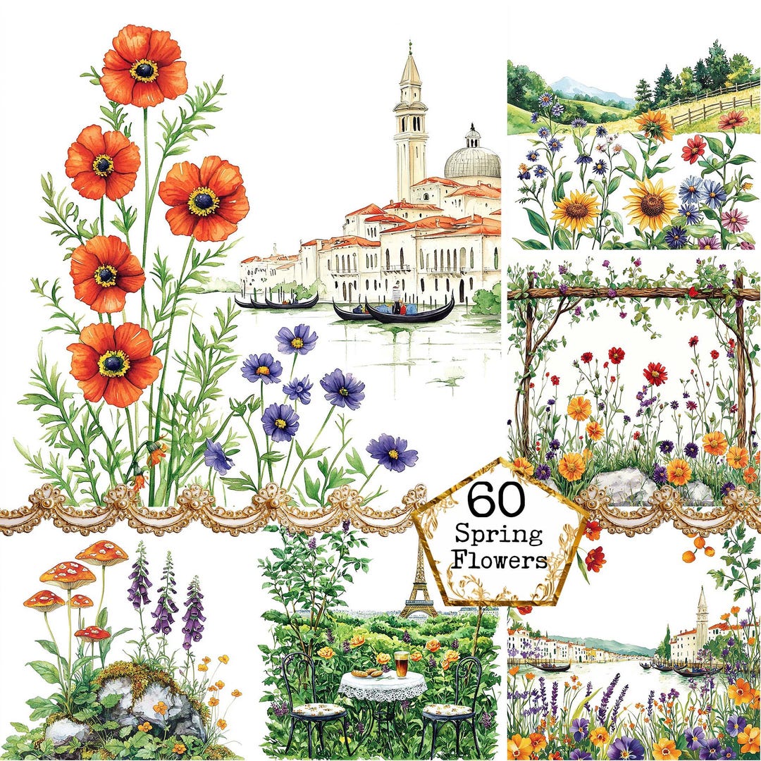 JPEG Watercolor Spring Flowers Clipart Bundle Wild Flowers Clipart ...