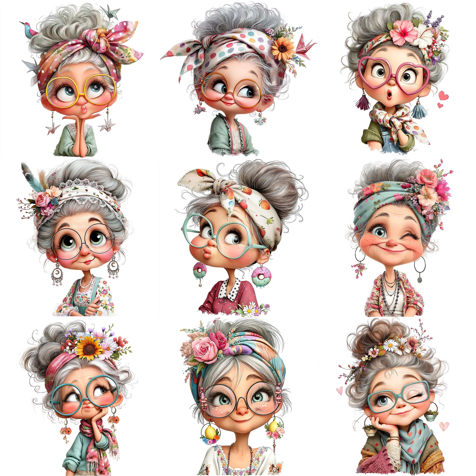Quirky Granny - JPEG Clipart Bundle Instant Download Paper Crafts Junk ...