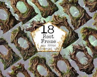 Root Frames Clipart Various Shaped Frames Clipart Bundle Fantasy Frames Clipart Magical Forest PNG Paper Crafts Junk Journal Scrapbooking