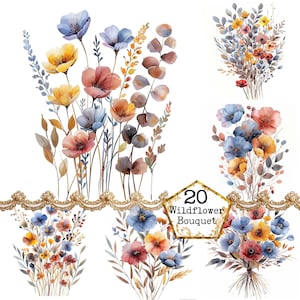 JPEG wilde Blumen Clipart wilde florale wilde Gräser Clipart Sofort-Download kommerzielle Nutzung Karten machen Papier Handwerk Junk Journal Scrapbooking