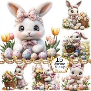 Coniglietto Acquerello Piccoli Animali Pasqua Primavera Coniglio Uova di Pasqua Clipart Bundle Download Istantaneo Artigianato di Carta Diario di Ritagli