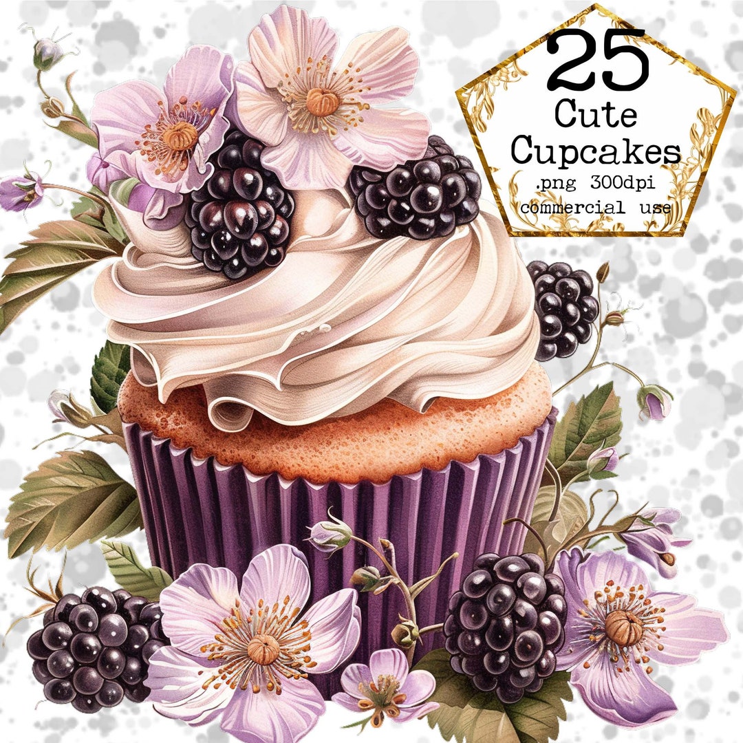 PNG Watercolor Cupcakes Clipart Bundle, Dessert Clipart Png, Cupcake ...