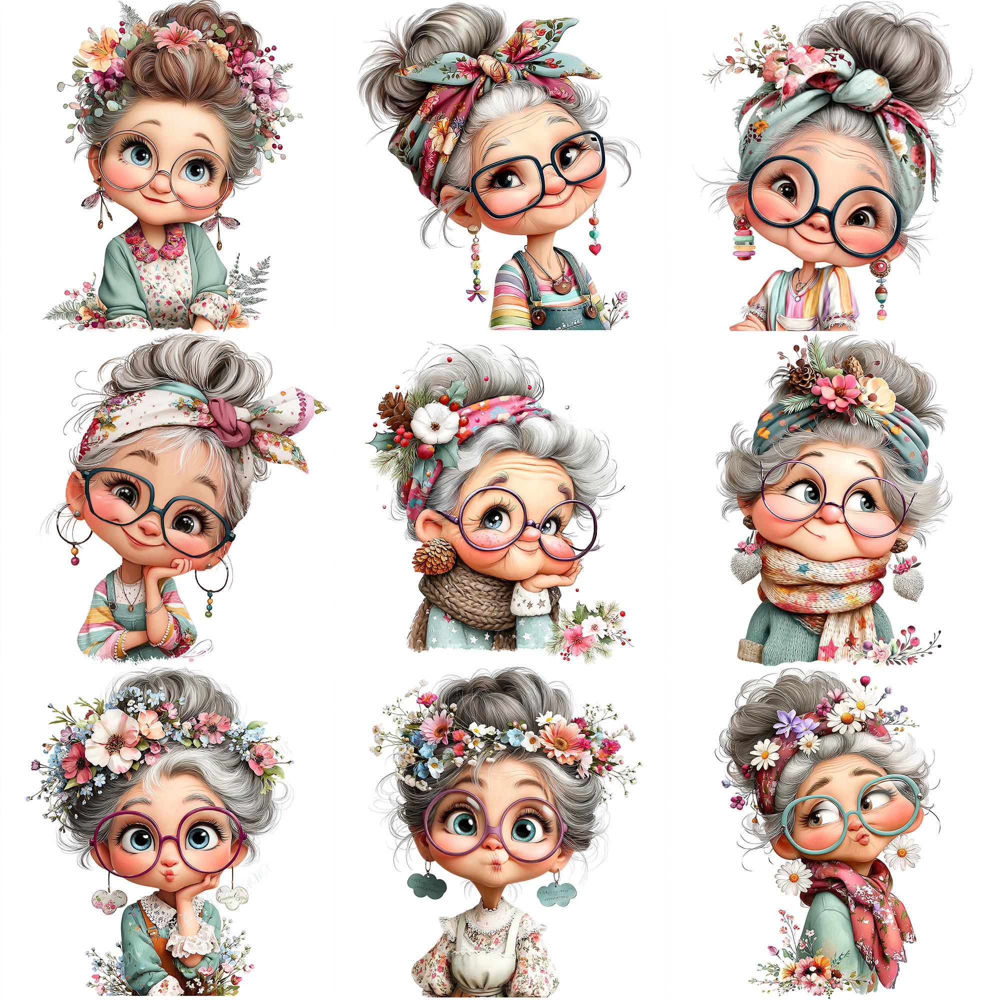 Quirky Granny - JPEG Clipart Bundle Instant Download Paper Crafts Junk ...
