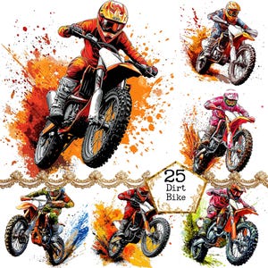 Dirt Bike Clipart jpeg, Motocross Clipart, Motorrad, druckbare Aquarell Clipart, Instant Download Papier Handwerk Junk Journal Scrapbooking
