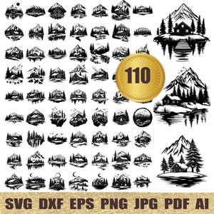 110 Cabin in the Woods svg, dxf, eps, ai, pdf, jpg, png Mountain house svg House in the woods svg Rustic cabin svg Instant Mountain Svg