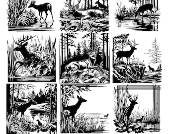 10 Deer Hunt svg, dxf, eps, ai, pdf, jpg, png Hunting SVG Deer SVG Deer Cut File Deer Antlers Svg Deer Vector Deer Hunting Clipart