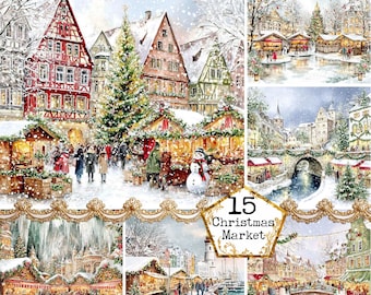 クリスマスの赤と緑のショップ、ノエル マーケット、印刷可能な高画質