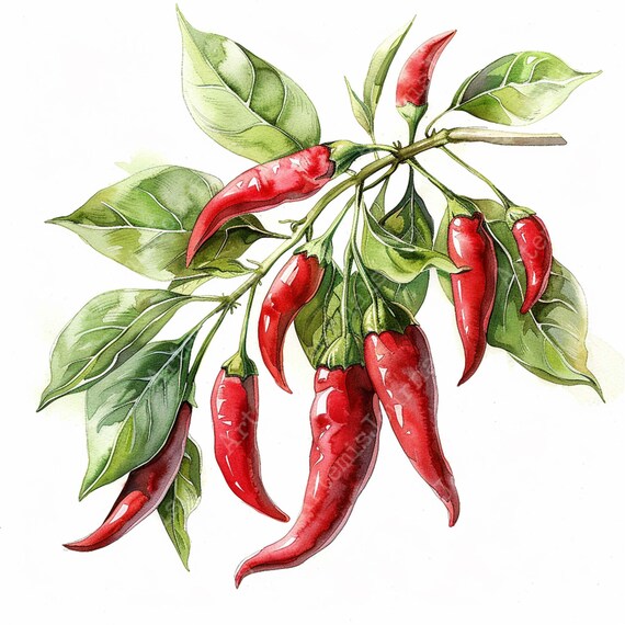 JPEG 水彩画 赤唐辛子 クリップアート バンドル 商用利用 野菜