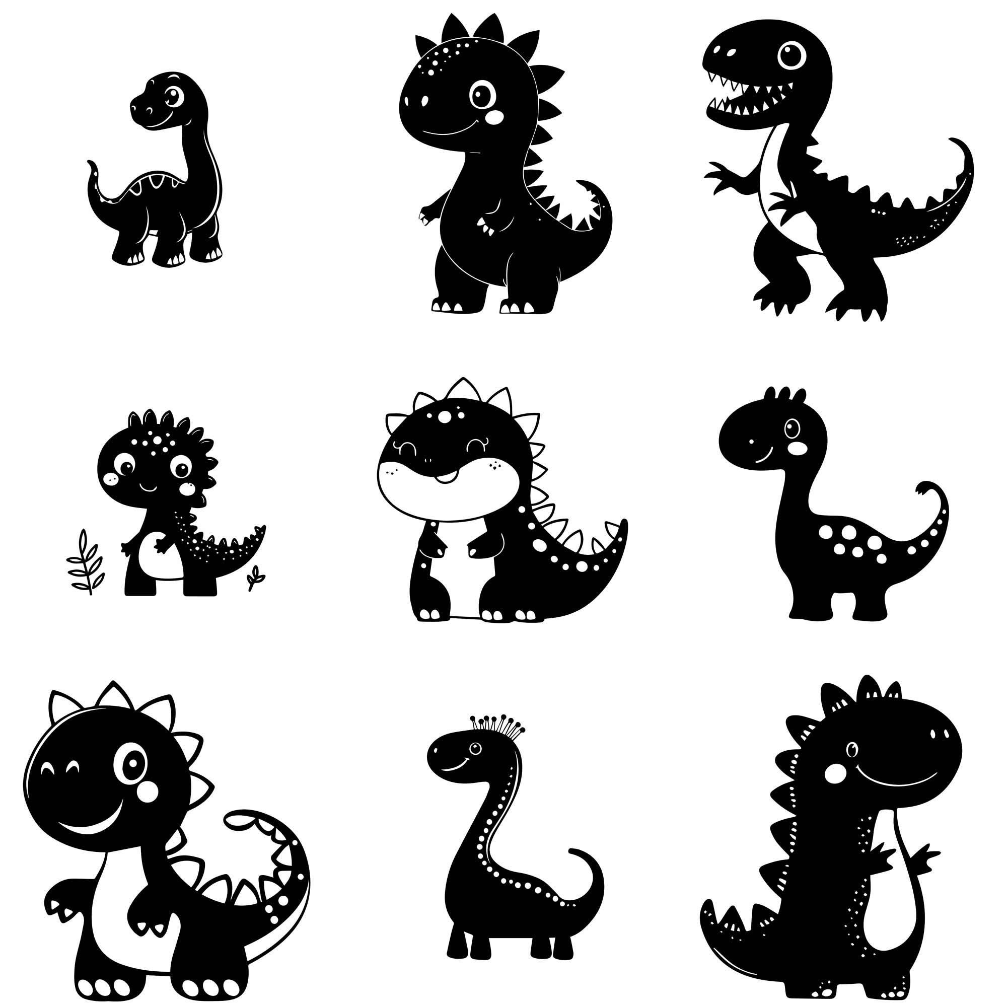 40 Cute Dinosaur SVG Bundle Wall Art Vector Files Laser Cut File Shapes ...