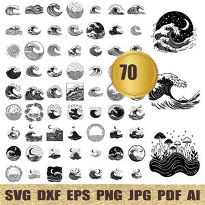 70 Wave svg, dxf, eps, ai, pdf, jpg, png Wave Svg Cut Files For Cricut, Wave Clipart, Waves Svg Cut Files, Ocean Waves svg