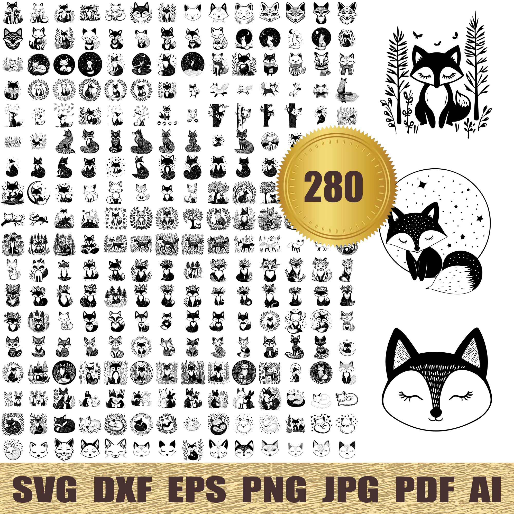 280 whimsical fox svg, dxf, eps, ai, pdf, jpg, png