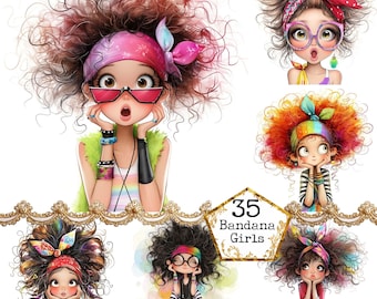 Paquete de imágenes prediseñadas de chica peculiar en acuarela JPEG, efímera de chica caprichosa, arte de chica linda, descarga instantánea, manualidades de papel, diario basura, álbumes de recortes