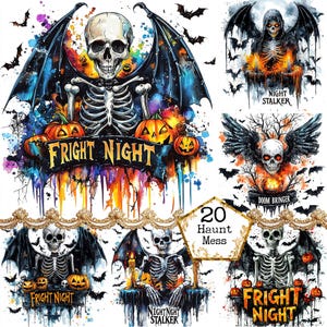 Ensemble de cliparts squelette sarcastique JPEG Haunt Mess Death Bringer usage commercial Téléchargement instantané Papier Artisanat indésirable Journal Scrapbooking