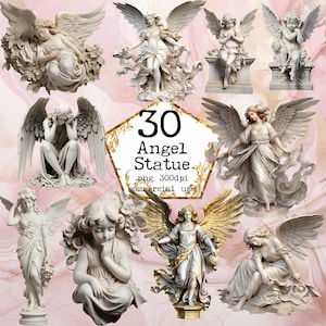 PNG Angel Estatuas Clipart Paquete Cupido Clipart Mármol y Oro Clipart Ángel Triste PNG Descarga Instantánea Paper Crafts Junk Journal Scrapbooking