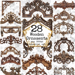 Holzecken Clipart Bundle Grenzen PNG Ornamente Clipart Vintage Antik Ecke Sofortiger Download Papier Handwerk Junk Journal Scrapbooking