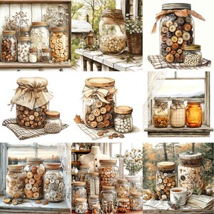 JPG Vintage Jar of Sewing Buttons JPEG Vintage Backgrounds Instant ...