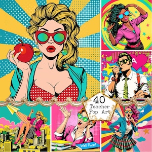 Paquete de chicas de arte pop, estilo cómic retro, descarga instantánea, manualidades de papel, diario basura