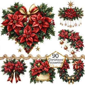 JPEG kerstkrans clipart kerstster clipart kerst elementen kerst bloem Instant Download papier ambachten ongewenste dagboek scrapbooking