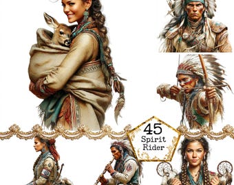 Spirit Rider - JPEG Clipart Bundle Sofortiger Download Papier Handwerk Junk Journal Scrapbooking