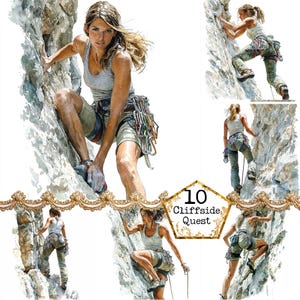JPEG aquarelle alpiniste Clipart Bundle Femail sports Clipart randonnée Clipart téléchargement immédiat papier artisanat indésirable Journal Scrapbooking