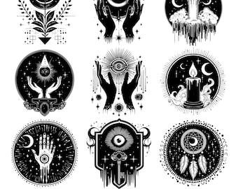 10 Mystical Symbols Svg Bundle svg dxf eps pdf ai png, Magic Symbols Occult Symbols Set Mystical Design Elements Celestial Symbols Spiritual