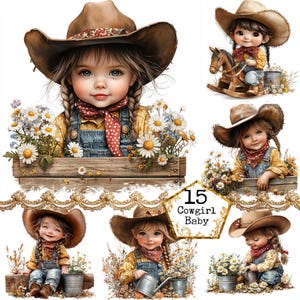 PNG Aquarell Western Girl Clipart Bundle Cowboy Girl PNG Format Cowgirl Clipart Wilder Westen PNG Sofortiger Download für kommerzielle Nutzung