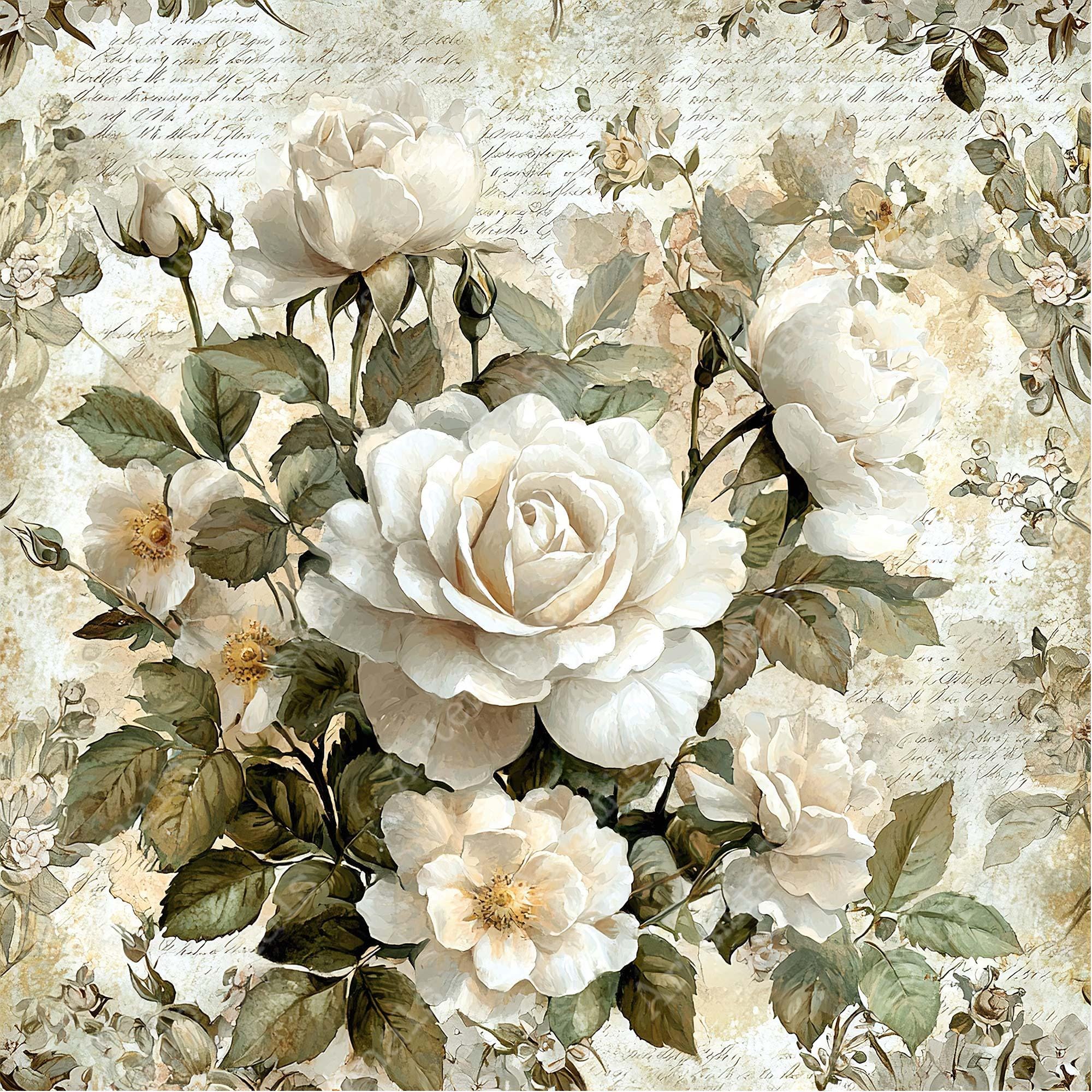 JPEG Scrapbook Roses Digital Papers Pack 12x12 Inches Weathered Papers ...