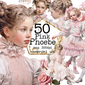 PNG rosa acquerello vittoriano bambina Clipart, Fashion Girl PNG, creazione di carte Scrapbook Junk Journal Paper Crafts, uso commerciale