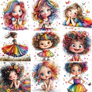 a group of girls with different colored hair