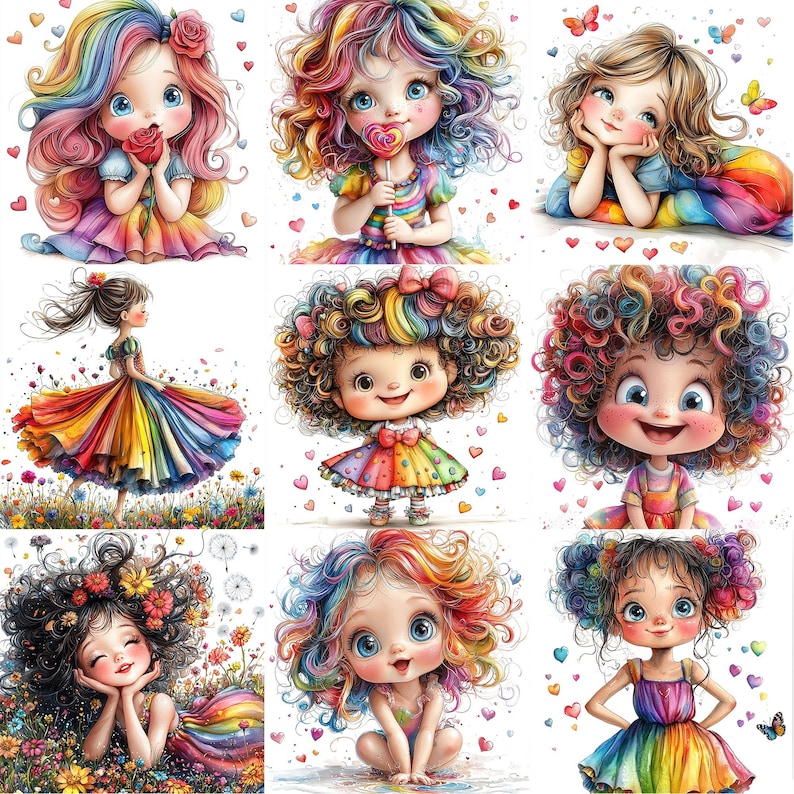a group of girls with different colored hair