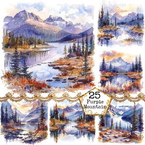 Aquarell Bergsee JPEG Natur Clipart Landschaft Clipart Aquarell Landschaft Sofortiger Download Papier Handwerk Junk Journal Scrapbooking