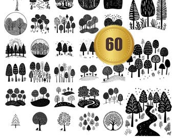 60 Forest svg, dxf, eps, ai, pdf, jpg, png Trees svg, Pine Tree svg, Tree Silhouette svg, Forest Shape svg,Outdoor svg Forest Silhouette