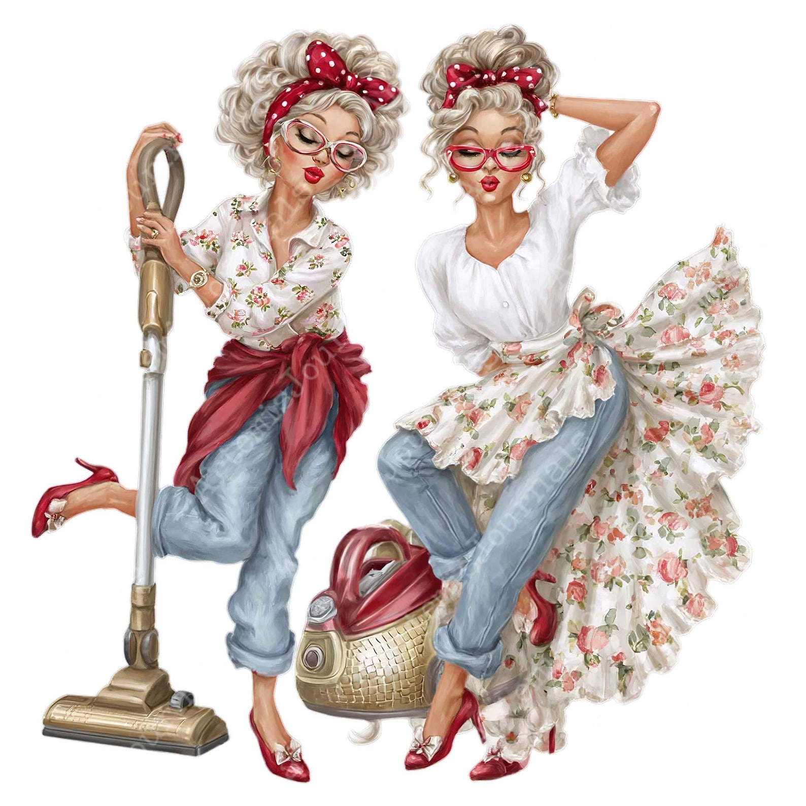 30 Funny Elderly Lady - Watercolor Clipart Bundle PNG + JPEG Format ...