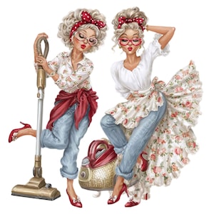 30 Funny Elderly Lady - Watercolor Clipart Bundle PNG + JPEG Format ...