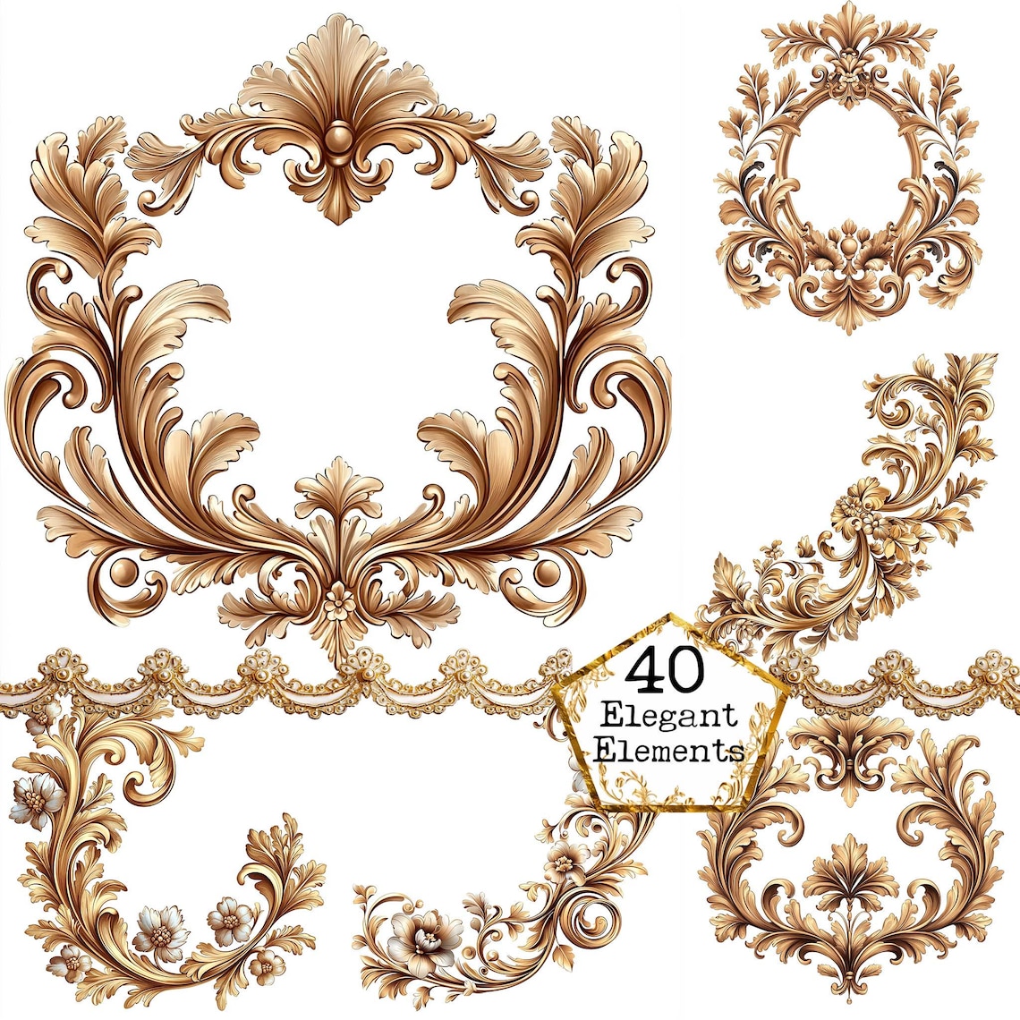 Bronze Frameborder Bronze Corners Clipart Bundle Borders JPEG Ornaments Clipart Vintage ...