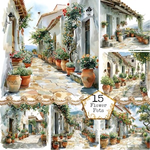 JPEG Olive Trees Overgrown Village Scenery JPEG Clipart Bundle European Clipart JPEG Instant Download Paper Crafts Junk Journal Scrapbooking