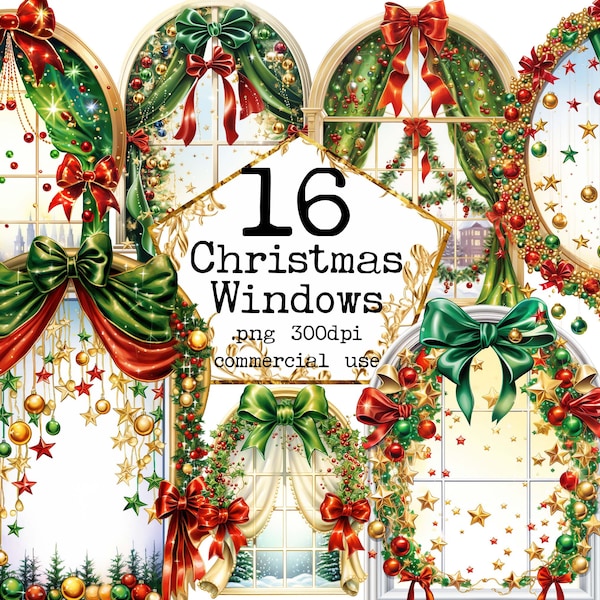 Watercolor Christmas Window Clipart Cozy Christmas Window Clipart Christmas Decoration Window Clipart Christmas Clipart Junk Journals PNG