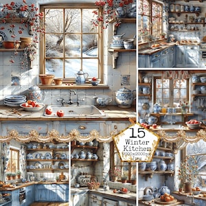 JPG Shabby Chic Rustic Kitchen Clipart Bundle High Quality Watercolor JPGs Grandma&#39;s Instant Download Paper Crafts Junk Journal Scrapbooking