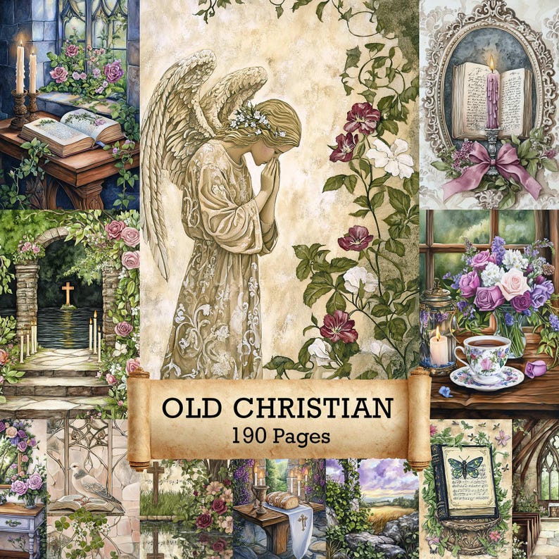 190 Vintage Christian - Printable Pages, Herub Angels Junk Journal ...