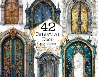 Celestial Doors Magical Fantasy Doors Clipart Bundle PNG Fairy Doors Commercial Use Instant Download Paper Crafts Junk Journal Scrapbooking